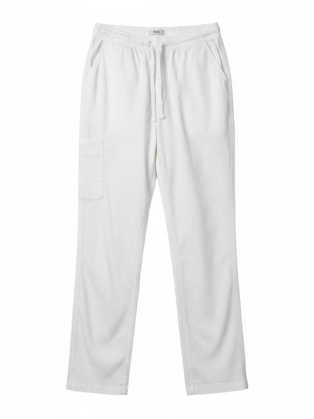 De Blossom Collection White Elastic-Waist Cargo Track Pants
